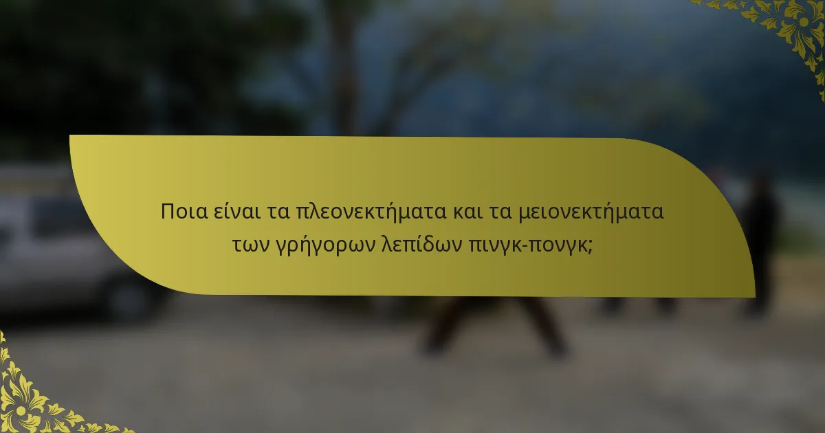 Ποια είναι τα πλεονεκτήματα και τα μειονεκτήματα των γρήγορων λεπίδων πινγκ-πονγκ;