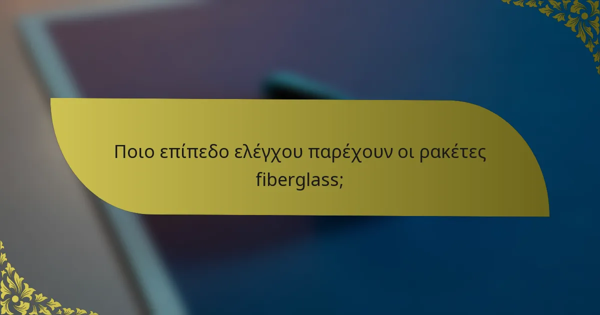 Ποιο επίπεδο ελέγχου παρέχουν οι ρακέτες fiberglass;